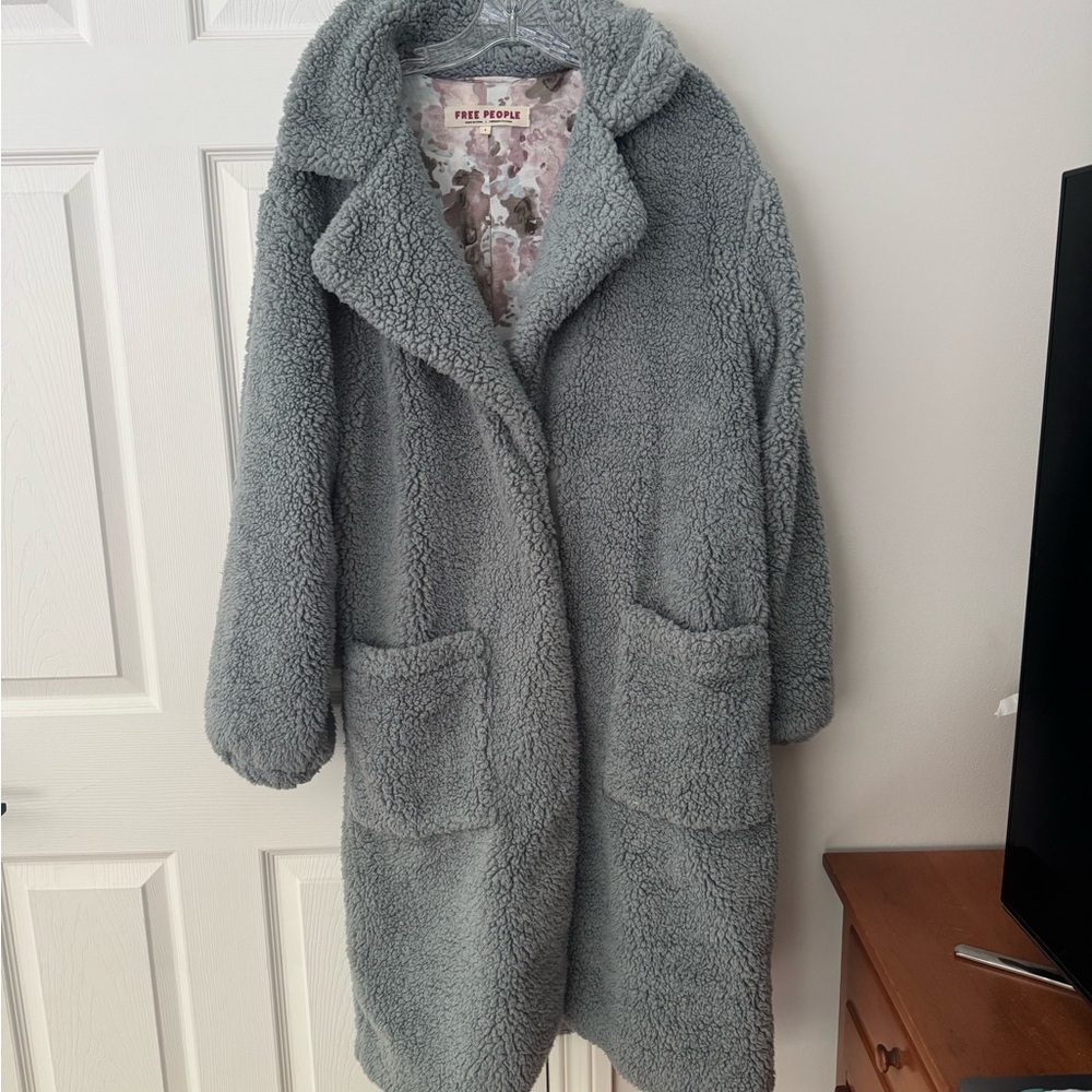 Free People Soft Gray Teddy Jacket